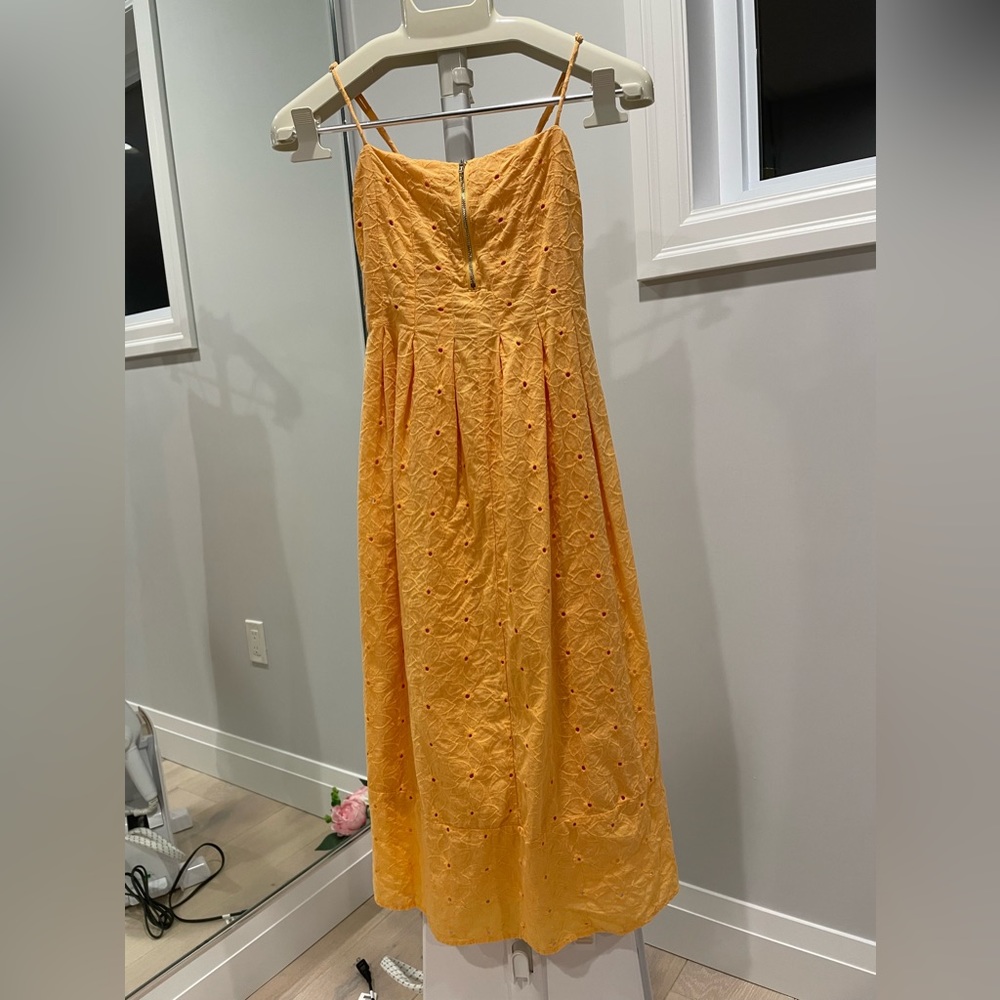 Line & Dot Orange Eyelet strapped dress